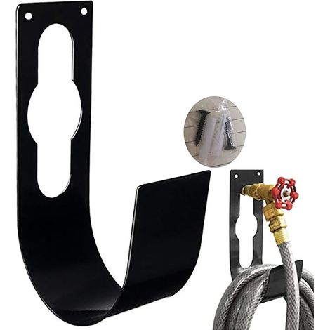 Supporto da parete per tubo flessibile in acciaio al carbonio – salvaspazio – per garage o casetta da giardino – nero (1/2)