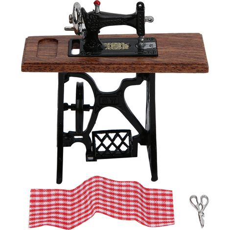 Machine à Coudre Vintage 1:12 Miniature pour Maison de Poupée, Accessoire Décoratif (1/5)