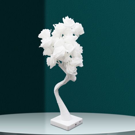 Lampe de table PE White Rose, veilleuse LED 5V CC, lampe de chevet Rose pour le bureau à domicile, Luminaire (1/5)