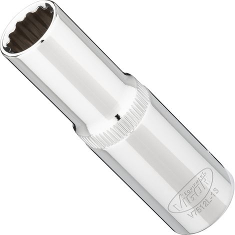 VIGOR Steckschlüsseleinsatz, lang, 1/2 (12,5 mm) Vierkant hohl, Außen Doppelsechskant Profil, SW 13 mm (1/3)