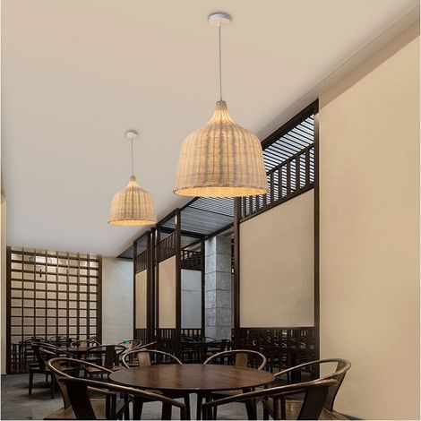 Barcelona Led – Suspension en osier 360mm – Abat-jour en rotin naturel – Culot E27 – Tension 220-240V – Style boho chic