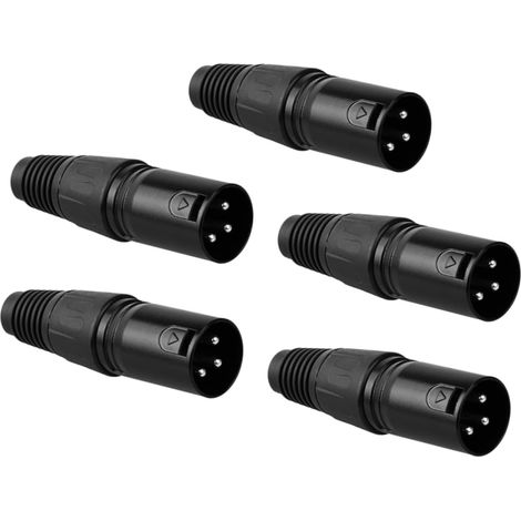 Connecteur Xlr Mâle 3 Broches pour Microphone, Alliage Noir, Lot de 5 (1/5)