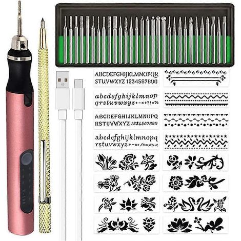 Stylo graveur mini sans fil rechargeable, kit d'outils de gravure DIY A-- (1/5)
