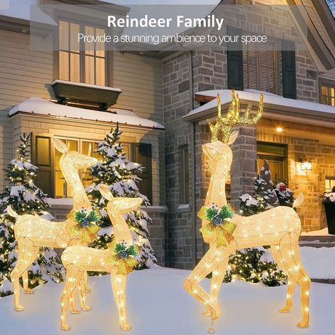 Renard Lumineux - Renne Décor Extérieur LED Blanc Chaud - Support pour Jardin - Ensemble de 3 Pièces (1/4)