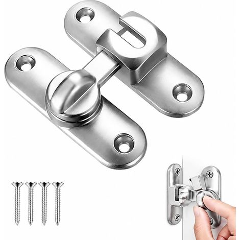 Serrure Porte coulissante loquet verrou 1 pièce 80x25 mm Argent Zinc Alliage 90/180 degrés Installation réversible sécurité fenêtre Chambre Salle de Bain intérieur Fermeture sûre (1/5)