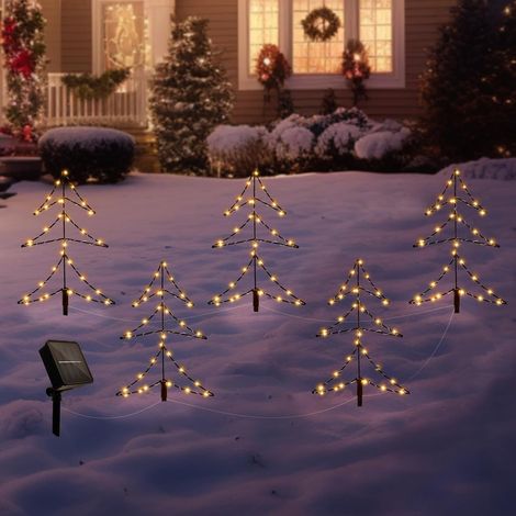 4m d’éclairage de Noël extérieur, décoration de Noël LED extérieure en lot de 5, éclairage de Noël extérieur pour arbre, piquet de jardin solaire pour Noël avec IP65 résistant aux intempéries, idées d (1/5)