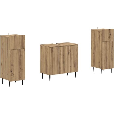 Maison Exclusive - Set di armadietti da bagno in 3 pezzi ZWOLLE Rovere Artigianale (1/5)