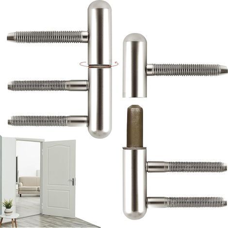 Paumelles de Porte Paumelles à Percer Sécurité Gonds Porte Paumelles de Rénovation Antirouille et Environnement pour Portes Intérieures Portes Bois Portes de Chambre Portes de Garage (Argent-2pcs) (1/5)