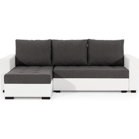 Canapé d'angle convertible et réversible simili cuir blanc et noir Zelly (1/5)