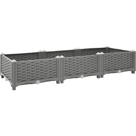 Vassoio per fioriera aiuola rialzata piante fiori terrazza giardino 120 x 40 x 23 cm polipropilene grigio 020039197