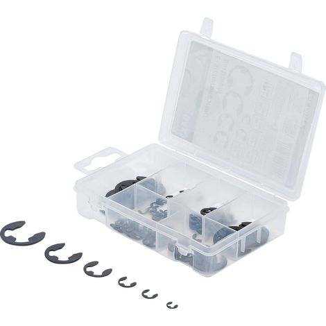 Kit de circlips BGS DIY tipo E acero inoxidable negro 3 a 15 mm (1/4)