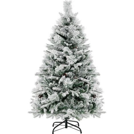 COSTWAY Albero di Natale Artificiale da 136/180 cm con Aghi di Pino, Albero di Natale con 472/850 Rametti di PE PVC, 160/240 Luci LED, 26/34 Pigne e 8 Modalità di Illuminazione (136 cm) (1/5)