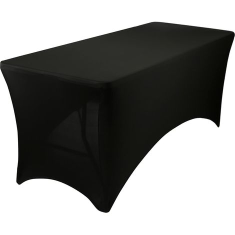 Nappe rectangulaire élastique noire 180x70 cm en spandex, nappe ajustable extensible pour table pliante, fête, jardin extérieur et buffet (1/3)