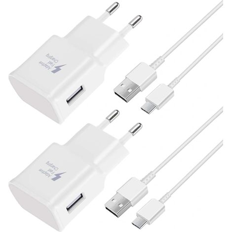 Lot de 2 chargeurs rapides et câbles de données de 1,5 mètre, compatibles avec Samsung Galaxy S22 S21 S20 S8 S10 S9 Plus, Note 7 8 9 10 A53, LG et HTC. (1/5)