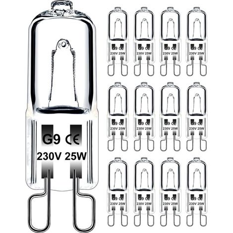 G9 25W 230V Dimmbare Warmweiß-Glühbirne, G9-Halogenlampe, 300°C-Toleranz, G9-Ofenlampe für Mikrowellen, Herde und Deckenleuchten, 12er-Packung
