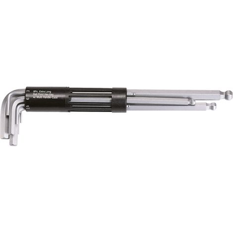 KS Tools - Jeu de 8 clés mâles 6 pans à tête sphérique extra-longues, 2 à 10 mm - 151.2180 (1/3)