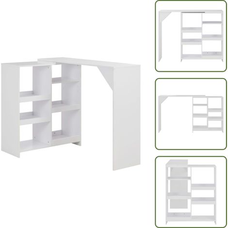 Table de bar avec tablette amovible Blanc 138x39x110 cm - Table De Bar - Table Haute - Table Extensible - Meuble De Salon - Mobilier Tendance (1/5)