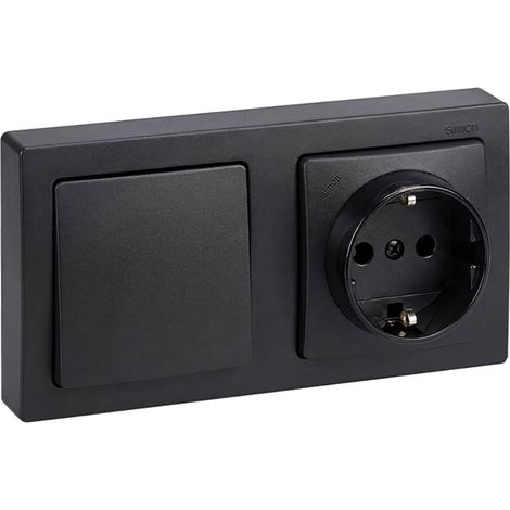 Prise Schuko Va-et-vient Simon 73 Loft Prise 16a Schuko + Interrupteur Va-et-vient En Saillie Ip20 - Simon