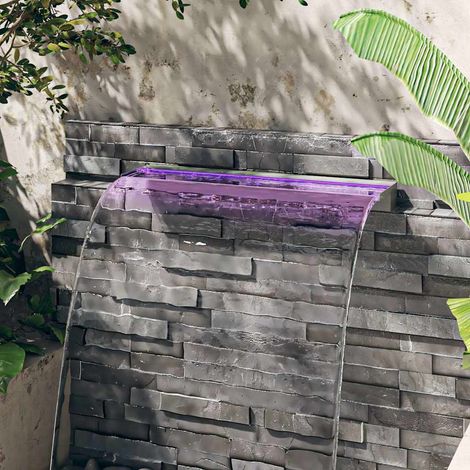 vidaXL Fuente cascada con LED RGB acero inoxidable 90 cm (1/5)