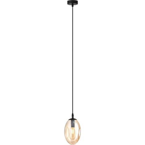 Lampada a Sospensione Astral, Acciaio verniciato a polvere, Vetro, Nero, Ambra, 12x100x10 cm
