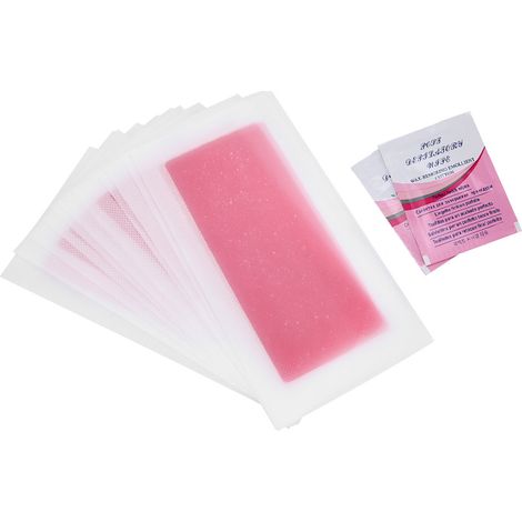 12 bandes de cire dépilatoire souples et flexibles, parfum rose rouge, pour jambes, mains et aisselles (1/5)