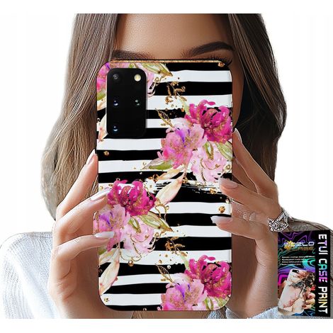 Custodia per Samsung Galaxy S20 Plus - Motivo floreale, a righe bianche e nere (1/5)