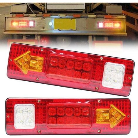 feux de remorque led, feu arrière de remorque de Camion 19 LED feu Stop étanche Clignotants inversés Feux arrière pour camion, benne basculante, tracteur, remorque, 24V 2Pcs,de (1/4)