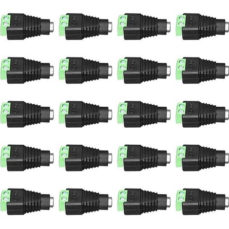 DC-Stromanschlussbuchsen (weiblich), 12 V DC, Hohlstecker auf Schraubklemmen-Adapter (5,5 mm x 2,1 mm) für LED-Streifen, Kabelenden von CCTV-Überwachungskameras, Hohlstecker-Adapter (1/5)