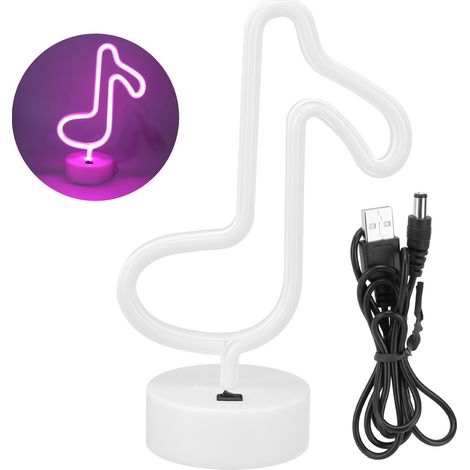 Lumière Neon de Bureau - Lampe de Nuit Musicale Unique - Décoration pour Table, Chambre, Salle des EnfantsRose - Lumière LED Douce, Base Stable, Alimentation USB ou Batterie, ABS+PVC, Dimensions: 15.5