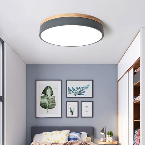 Plafonnier LED, Plafonnier Rond Moderne en Métal 36 W, Lumière Blanche 6000 K pour Salon, Chambre, Cuisine, Couloir, Salle à Manger, 40 cm, Gris (1/5)