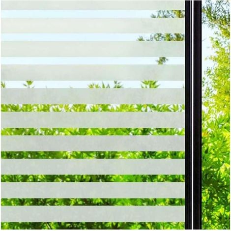 Película para ventanas anti-mirones (45 x 200 cm, con rayas gruesas) Película electrostática para ventanas, película adhesiva para ventanas, película opaca para ventanas de oficina, dormitorio y cocin (1/4)
