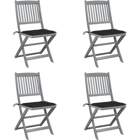 Klappbare Gartenstühle 4 Stk. mit Kissen Massivholz Akazie