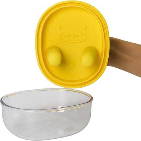 Contenitore per snack - Design 2 in 1 - Mantiene le mani pulite - Coperchio in silicone con scanalature per le dita - Riutilizzabile, ideale per viaggi e campeggio. (1/5)