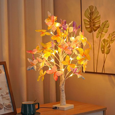 Arbre Lumineux LED - Sapin Décoratif avec Papillons Colorés - Éclairage Festif Intérieur Extérieur - Alimentation USB ou Piles AA - 1 Pièce (1/5)