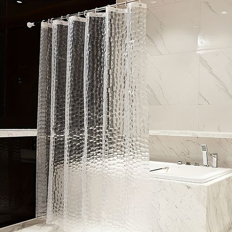 Rideau de douche pour salle de bain, élégant motif à rayures, rideau de douche transparent en PEVA, avec maille antirouille,180 x 180 cm