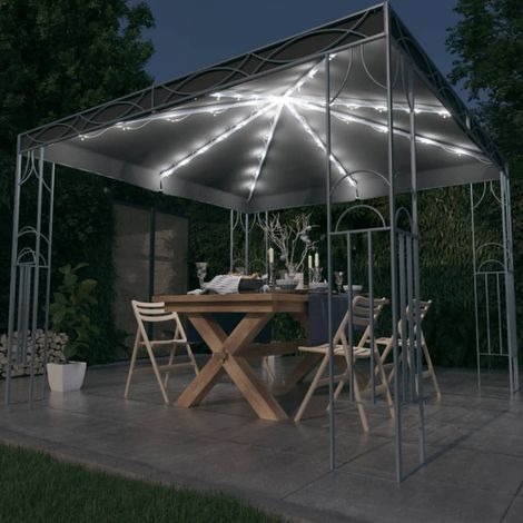 Tonnelle de jardin Tonnelle Barnum Tente avec guirlande lumineuse à LED 300x300 cm Anthracite 57777 (1/5)
