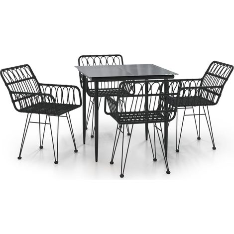 Ensemble à manger de jardin 5 pcs，Salon de jardin Noir Résine tressée CFW27246 (1/5)