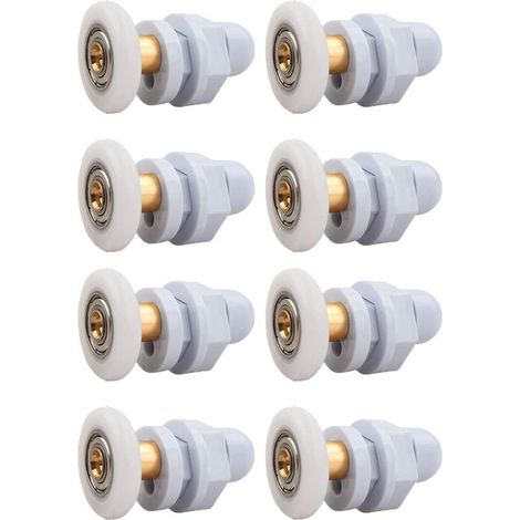 8 piezas (25 mm de diámetro) Ruedas cabina ducha puerta corredera, Ruedas giratorias, Ruedas repuesto, Polea puerta ducha cristal estilo antiguo (1/5)