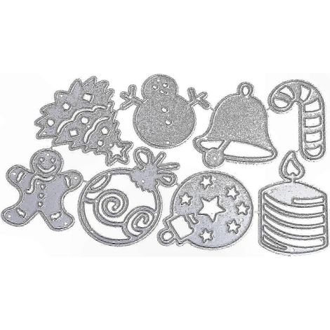 Matrices de découpe en métal sur le thème de Noël pour embellissements de scrapbooking et de journaux intimes, avec motifs décoratifs de fêtes N (1/5)