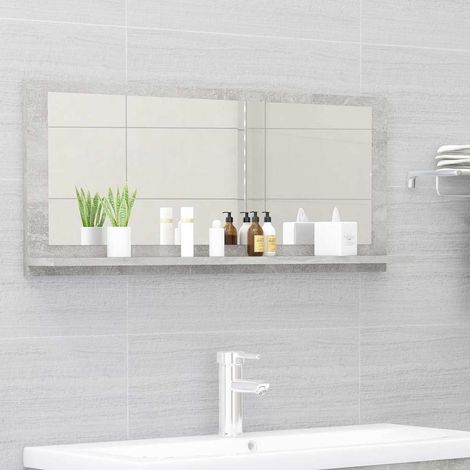 Miroir simple de salle de bain Style baroque - Gris béton 90x10,5x37 cm Aggloméré BV890948 - BonneVie (1/5)