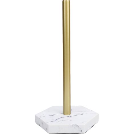 Porte-serviettes en papier sur pied, en acier inoxydable doré, Texture marbre, support de rouleau de comptoir pour toilettes de cuisine (1/5)