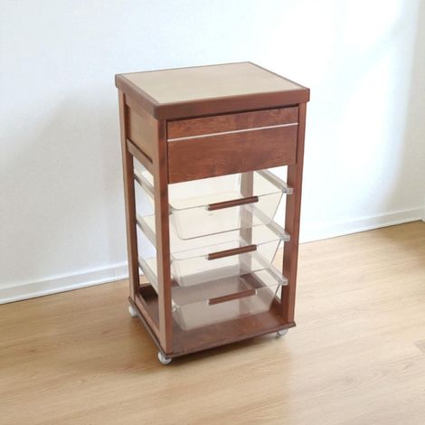 Carrello in legno Noce con cesti portafrutta in policarbonato LANDHELL (1/5)