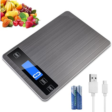 Balance Cuisine, 5kg/1g Balance de Précision, Balance de Cuisine Electronique Acier Inoxydable Tactile Sensible Écran LCD Rétroéclairé Auto-arrêt, Fonction Tare, avec Batterie (Pink) (1/5)