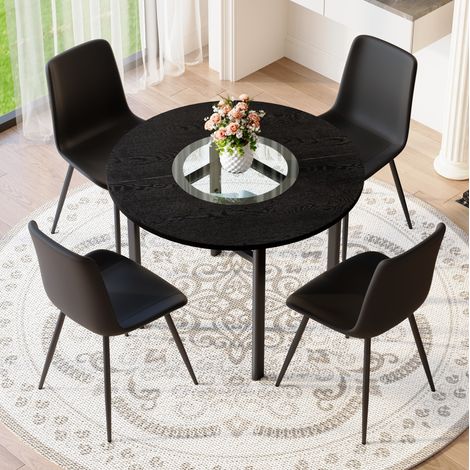 Conjunto mesa comedor con 4 sillas MDF y PU OKMYHOME (1/5)