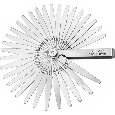 32 Lames Jeu de Cales d’Épaisseur,0,03 1,00 mm / 0,001 0,04",Acier Inox,Double Marquage Métrique & Impérial,Outil Précis pour Mesurer Largeur ou Épaisseur des Espaces (1/5)