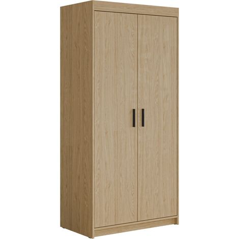 Armario Novduni 100, Roble, 191x90x53cm, Puertas de armario: Con bisagras, Número de estantes: 5 (1/4)