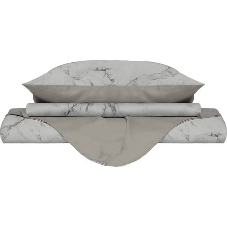 Copripiumino Singolo con Federe Stampato in Microfibra Marble (1/5)