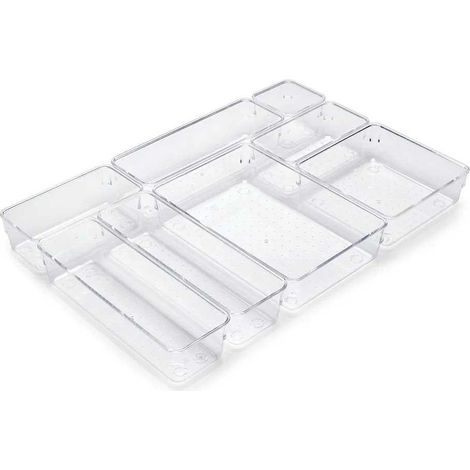 emuca kit de 8 cubos organizadores cube para cajón, plástico, transparente