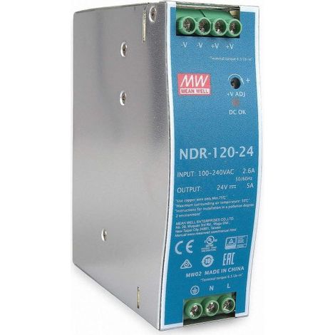 MeanWell NDR-120-24 Alimentatore di rete DIN RAIL 120 W, 24 V, 5 A