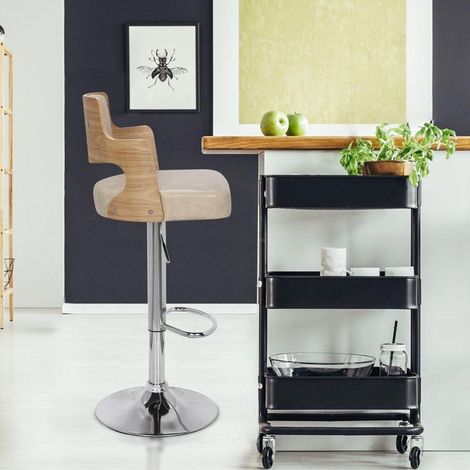 Lot de 2 chaises de bar Russel Chêne Clair & Crème (1/5)